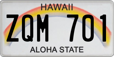 HI license plate ZQM701