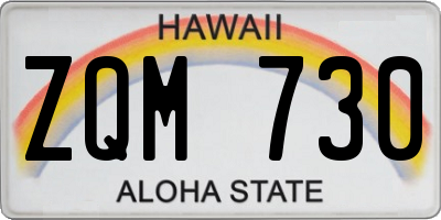 HI license plate ZQM730