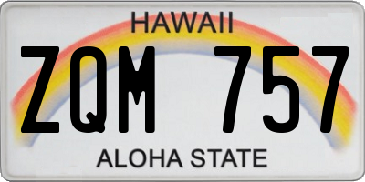 HI license plate ZQM757