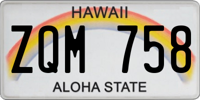 HI license plate ZQM758