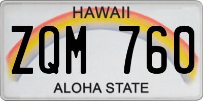 HI license plate ZQM760