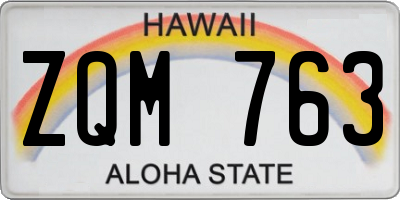 HI license plate ZQM763