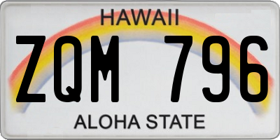 HI license plate ZQM796