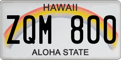 HI license plate ZQM800