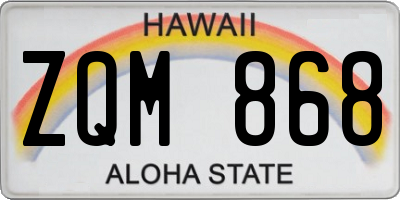 HI license plate ZQM868