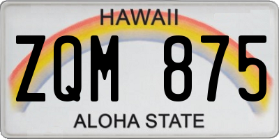 HI license plate ZQM875
