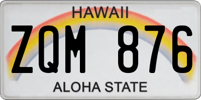 HI license plate ZQM876