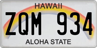HI license plate ZQM934