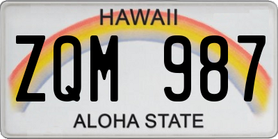 HI license plate ZQM987