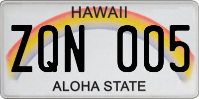 HI license plate ZQN005