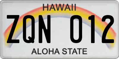 HI license plate ZQN012
