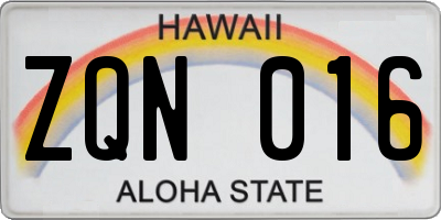 HI license plate ZQN016