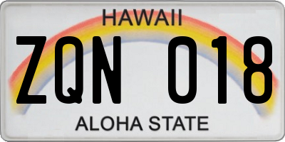 HI license plate ZQN018