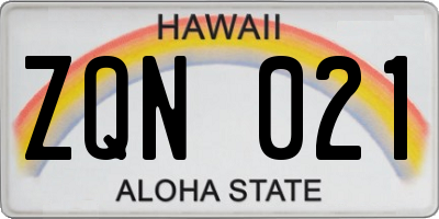 HI license plate ZQN021