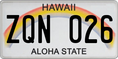 HI license plate ZQN026