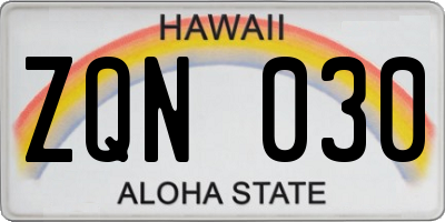HI license plate ZQN030