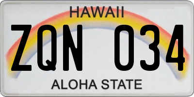 HI license plate ZQN034