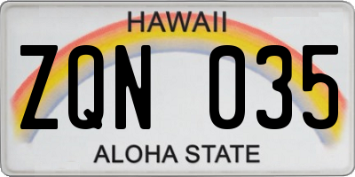 HI license plate ZQN035