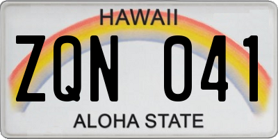 HI license plate ZQN041