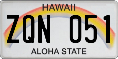 HI license plate ZQN051