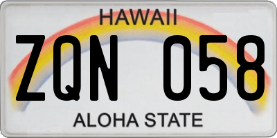 HI license plate ZQN058