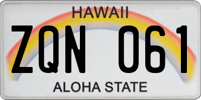 HI license plate ZQN061