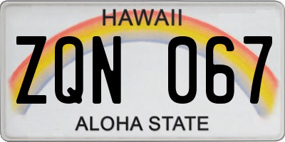 HI license plate ZQN067