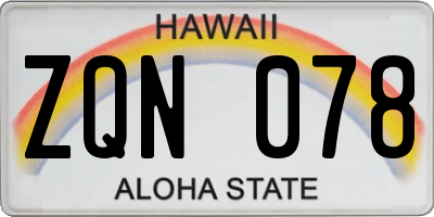 HI license plate ZQN078