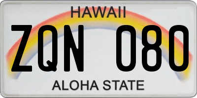 HI license plate ZQN080