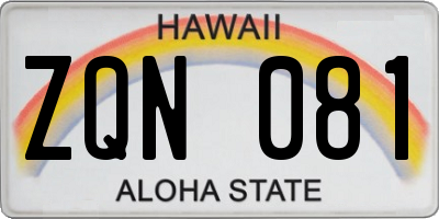 HI license plate ZQN081