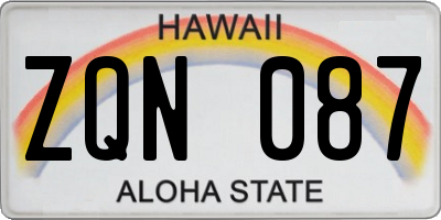 HI license plate ZQN087