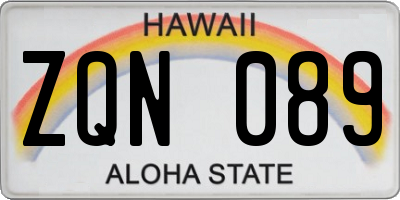 HI license plate ZQN089