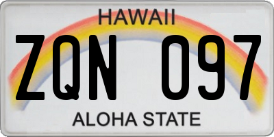 HI license plate ZQN097