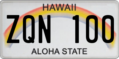 HI license plate ZQN100