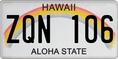 HI license plate ZQN106