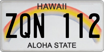 HI license plate ZQN112
