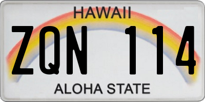 HI license plate ZQN114