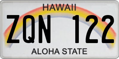 HI license plate ZQN122