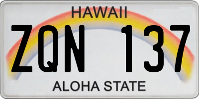 HI license plate ZQN137