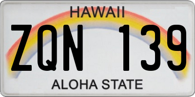 HI license plate ZQN139