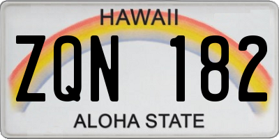 HI license plate ZQN182