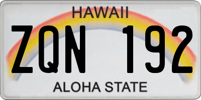 HI license plate ZQN192