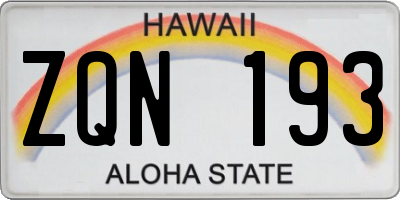 HI license plate ZQN193
