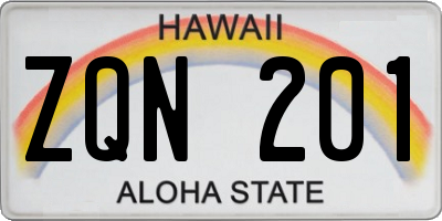 HI license plate ZQN201