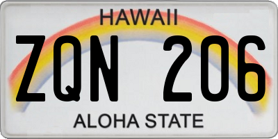 HI license plate ZQN206