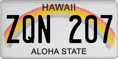 HI license plate ZQN207