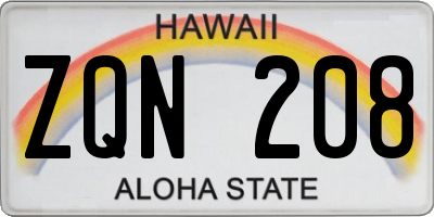 HI license plate ZQN208