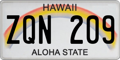 HI license plate ZQN209