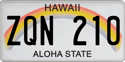 HI license plate ZQN210