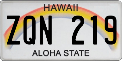 HI license plate ZQN219